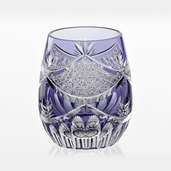 WHISKEY GLASS EVENING LULL (PURPLE) by Junichi Nabetani, Master of Traditional Crafts, Rocks Glass, Edo Kiriko, Kagami Crystal