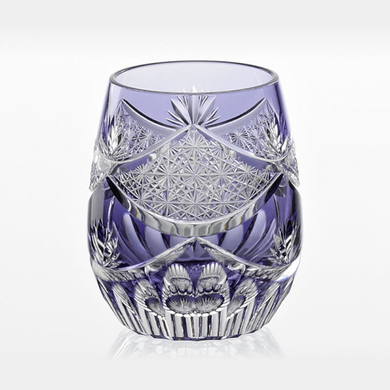 WHISKEY GLASS EVENING LULL (PURPLE) by Junichi Nabetani, Master of Traditional Crafts, Rocks Glass, Edo Kiriko, Kagami Crystal