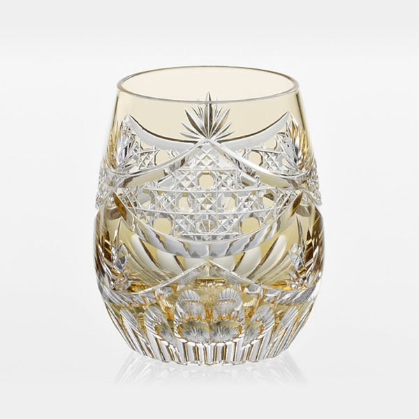 [ROCKS GLASS] WHISKEY GLASS EVENING LULL (YELLOW) BY JUNICHI NABETANI, MASTER OF TRADITIONAL CRAFTS | EDO CUT GLASS | KAGAMI CRYSTAL