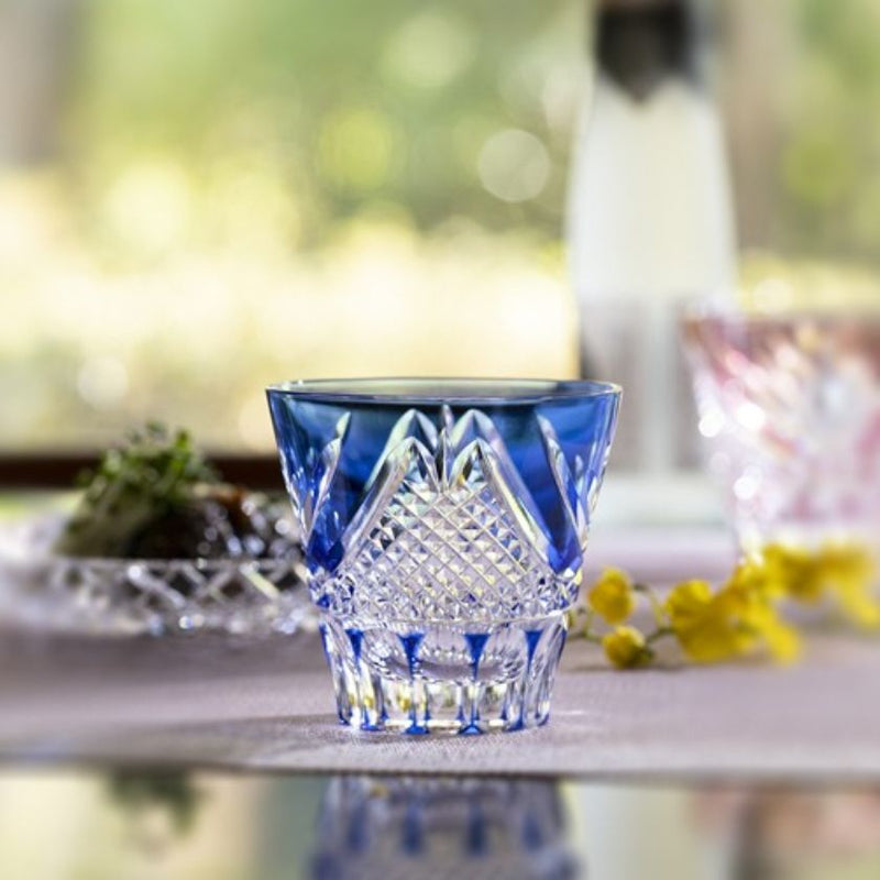 PAIR OF SAKE CUPS FUJI, Sake glass, Edo Kiriko, Kagami Crystal