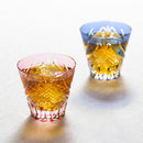 PAIR OF SAKE CUPS FUJI, Sake Glass, Edo Kiriko, Kagami Crystal
