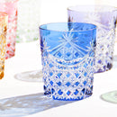 PAIR OF WHISKEY GLASSES DRAPE & TETRAGONAL BASKET WEAVE, Rocks Glass, Edo Kiriko, Kagami Crystal