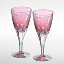 PAIR OF WINE GLASSES CHERRY, Gravure Sculpture, Kagami Crystal