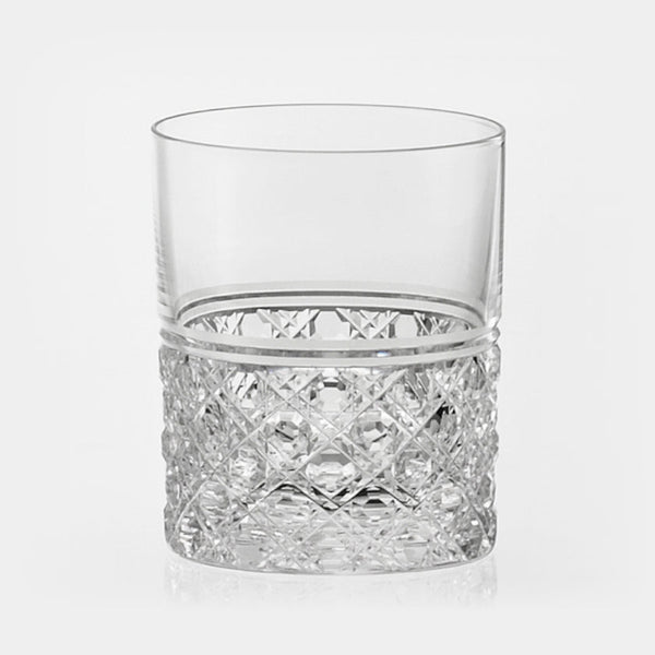WHISKEY GLASS OCTAGONAL BASKET WEAVE, Rocks Glass, Edo Kiriko, Kagami Crystal