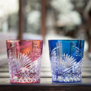 PAIR OF WHISKEY GLASSES PAPER CRANE, Rocks Glass, Edo Kiriko, Kagami Crystal