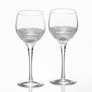 PAIR OF WINE GLASSES OBI, Edo Kiriko, Kagami Crystal