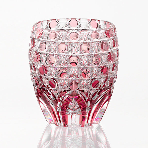 WHISKEY GLASS SAIKA by Junichi Nabetani, Master of Traditional Crafts, Rocks Glass, Edo Kiriko, Kagami Crystal