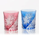 PAIR OF WHISKEY GLASSES EDO CHRYSANTHEMUM, Rocks Glass, Edo Kiriko, Kagami Crystal