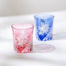 PAIR OF WHISKEY GLASSES EDO CHRYSANTHEMUM, Rocks Glass, Edo Kiriko, Kagami Crystal