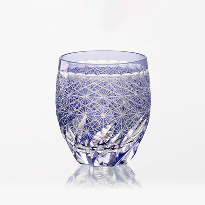 WHISKEY GLASS FUUGA by Hideki Shinozaki, Master of Traditional Crafts, Rocks Glass, Edo Kiriko, Kagami Crystal