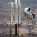 GOH UMANOSUKE YOSHIHIRO SHIRAJI STEEL WATER-GRILLED HONYAKI TIP MARU OCTOPUS KNIFE 330MM MIRROR SURFACE WAVE FLOATING 1ST PLACE OCTAGONAL PATTERN, Sakai Knives