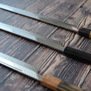 GOH UMANOSUKE YOSHIHIRO SHIRAJI STEEL WATER-GRILLED HONYAKI YANAGIHA KNIFE 300MM MIRROR SURFACE WAVE FLOATING-SENBON, Sakai Knives