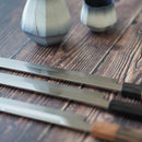 GOH UMANOSUKE YOSHIHIRO SHIRAJI STEEL WATER-GRILLED HONYAKI TIP MARU OCTOPUS KNIFE 330MM MIRROR SURFACE WAVE FLOATING, Sakai Knives