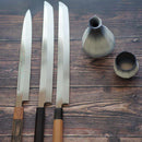 GOH UMANOSUKE YOSHIHIRO SHIRAJI STEEL WATER-GRILLED HONYAKI YANAGIHA KNIFE 300MM MIRROR SURFACE WAVE FLOATING-SENBON, Sakai Knives