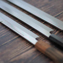 GOH UMANOSUKE YOSHIHIRO SHIRAJI STEEL WATER-GRILLED HONYAKI TIP MARU OCTOPUS KNIFE 330MM MIRROR SURFACE WAVE FLOATING 1ST PLACE OCTAGONAL PATTERN, Sakai Knives