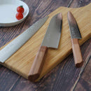 COBALT STAINLESS INTERRUPT 69 LAYER DAMASCUS PETTY KNIFE 150MM OAK OCTAGONAL PATTERN -KAKISHIBU FINISH-, Sakai Knives