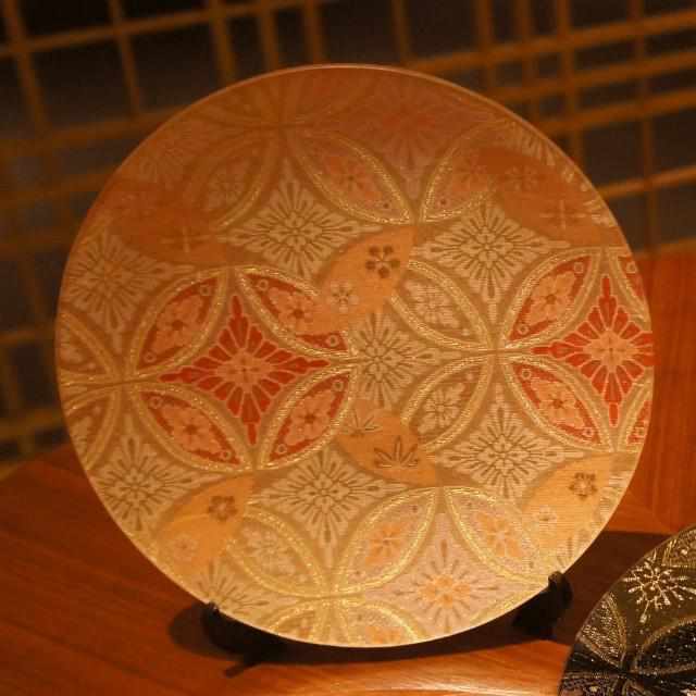PLATE (HANA CLOISONNE) BEIGE, Large Plate, Platter, Nishijin Textile