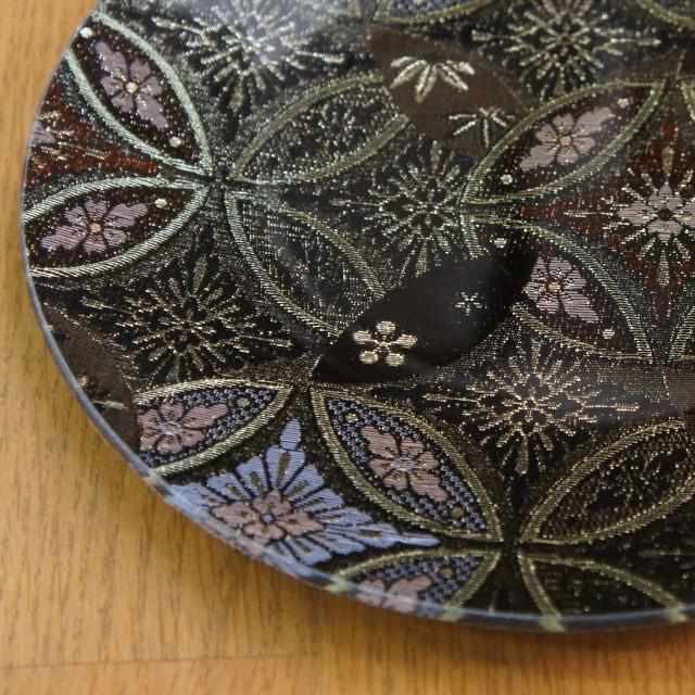 PLATE (HANA CLOISONNE) BLACK, Large Plate, Platter, Nishijin Textile
